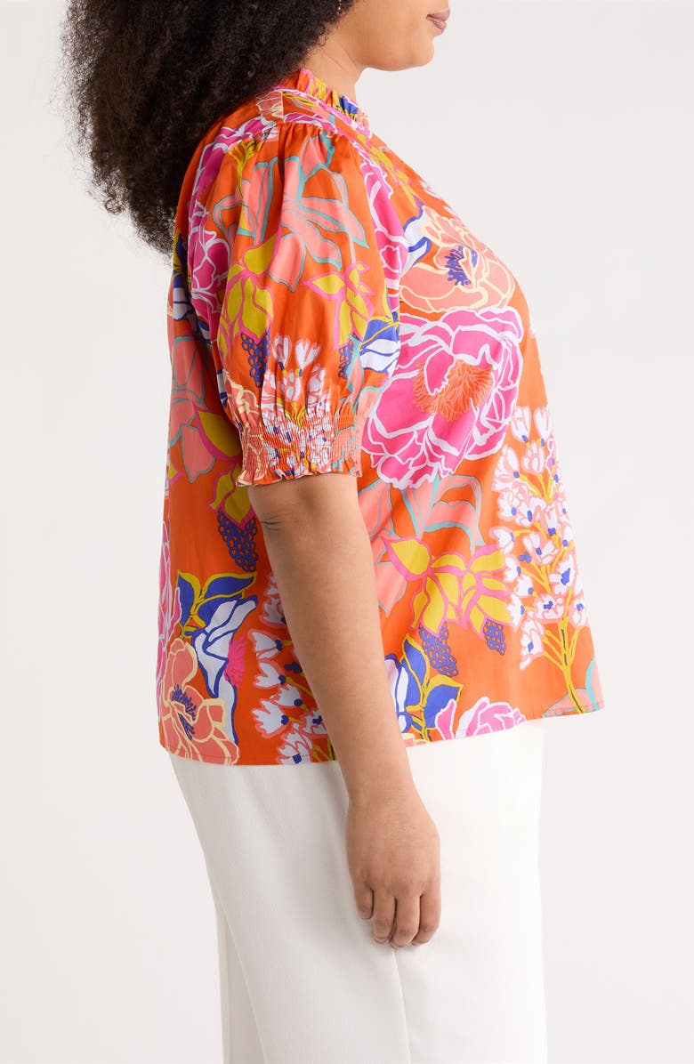SUGARLIPS Reign Floral Cotton Puff Sleeve Top, Alternate, color, Orange-Multi