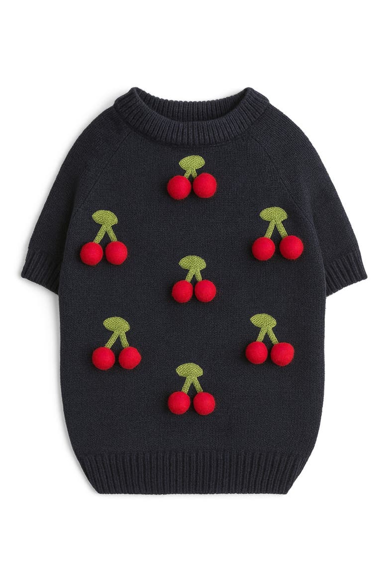 Cherries 3D Icon Dog Sweater, Main, color, BLUE