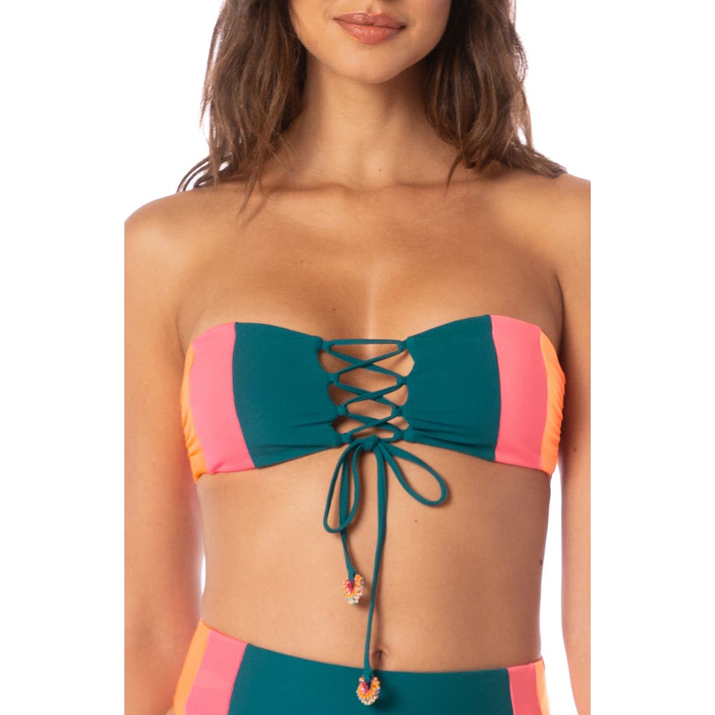 Maaji Verdant Breeze Nomad Multifit Reversible Bikini Top In Green