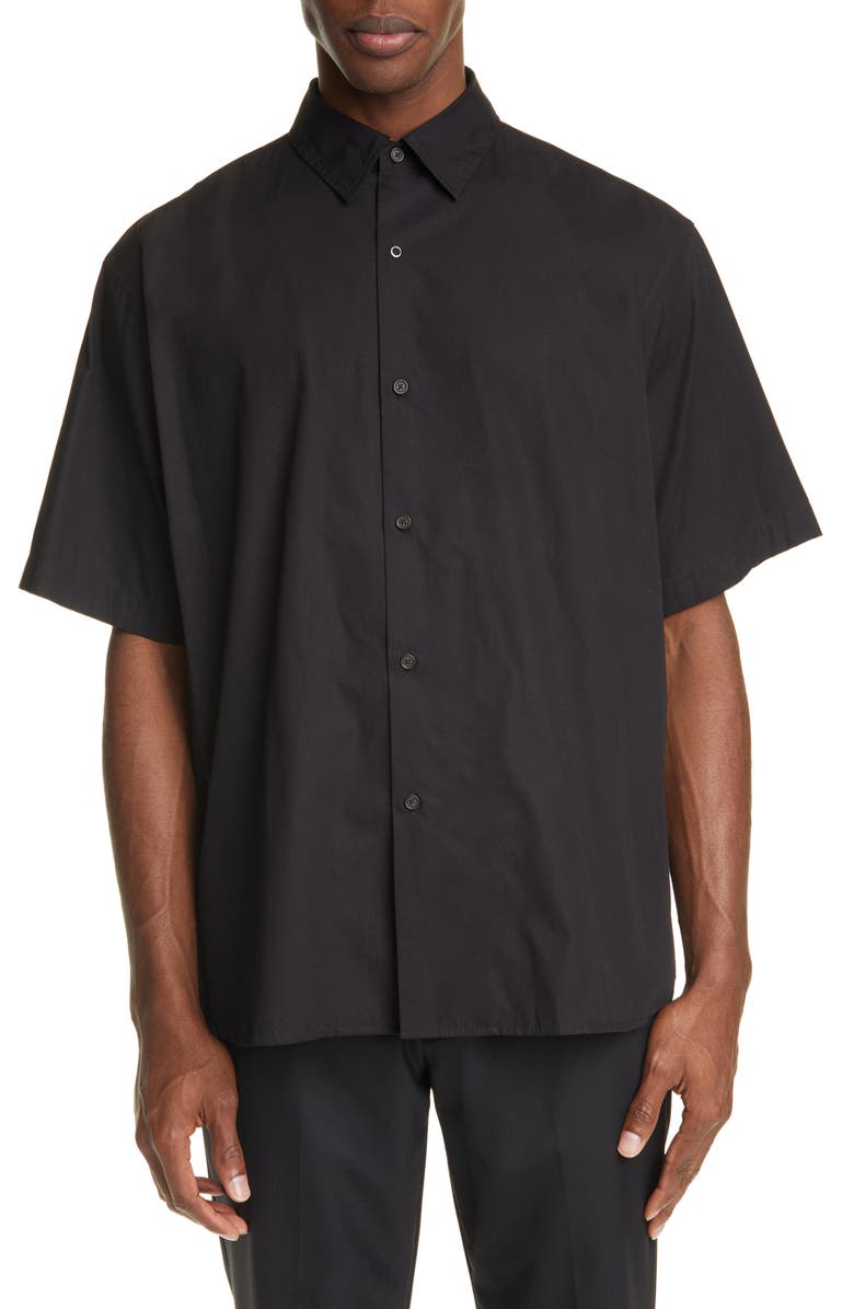 Acne Studios Shepton Oversize Short Sleeve Button-Up Shirt, Main, color,