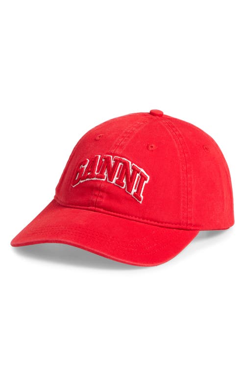 Ganni Washed Cotton Canvas Embroidered Cap