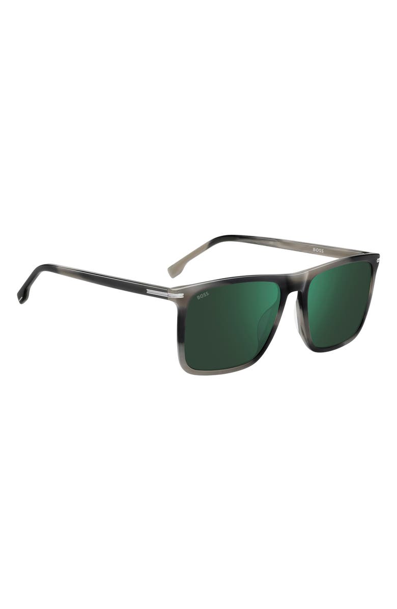 BOSS 56mm Square Sunglasses, Alternate, color, Grey Horn
