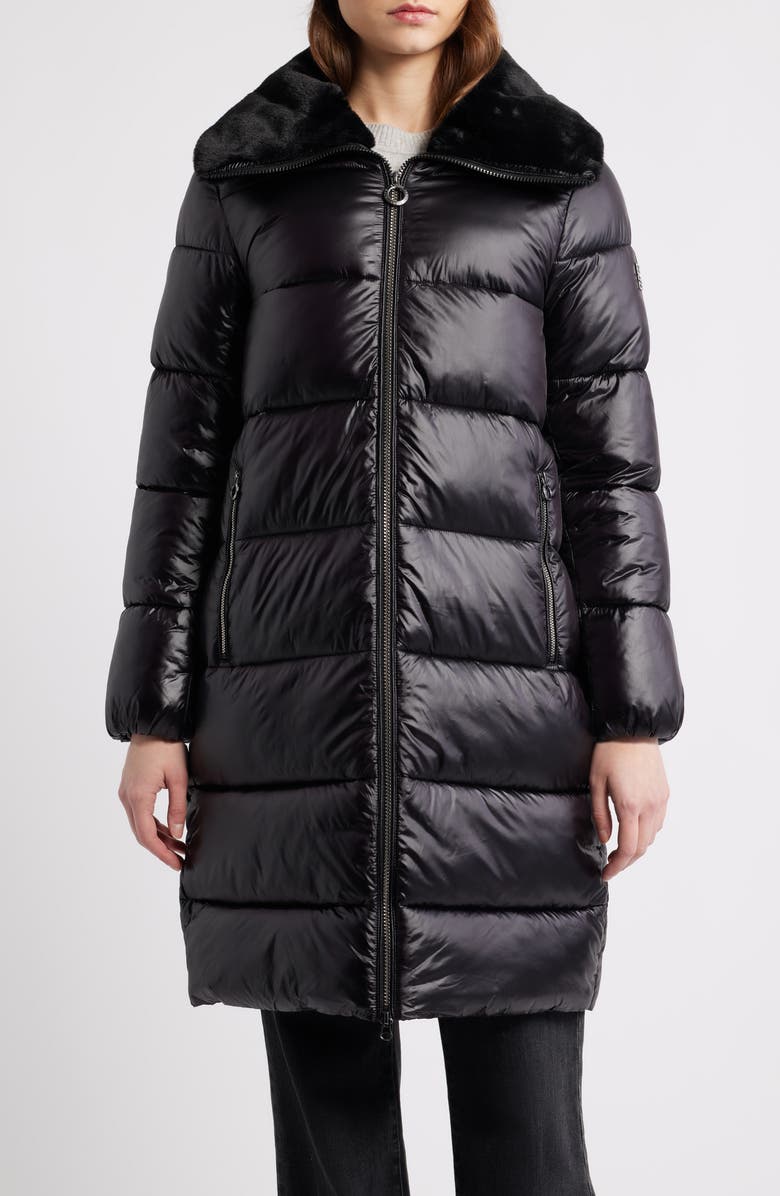 BCBG Missy Nylon Puffer Coat, Main, color, Black
