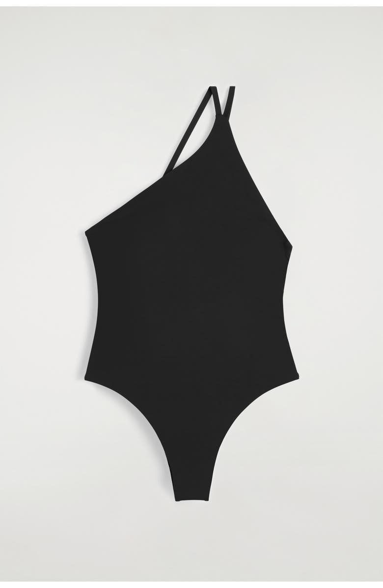 COS Asymmetric Double-Faced Swimsuit, Alternate, color, Black