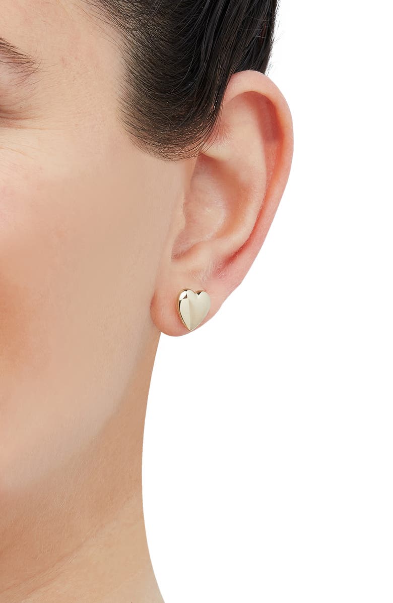 Frankie & Zoe Puffed Heart Stud Earrings, Alternate, color, Yellow Gold