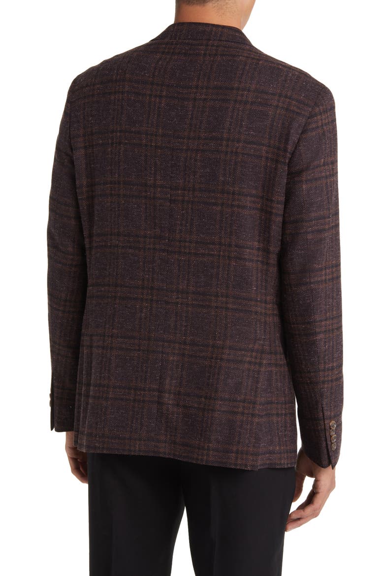 Midland Soft Constructed Plaid Wool Blend Sport Coat, Alternate, color, BROWN