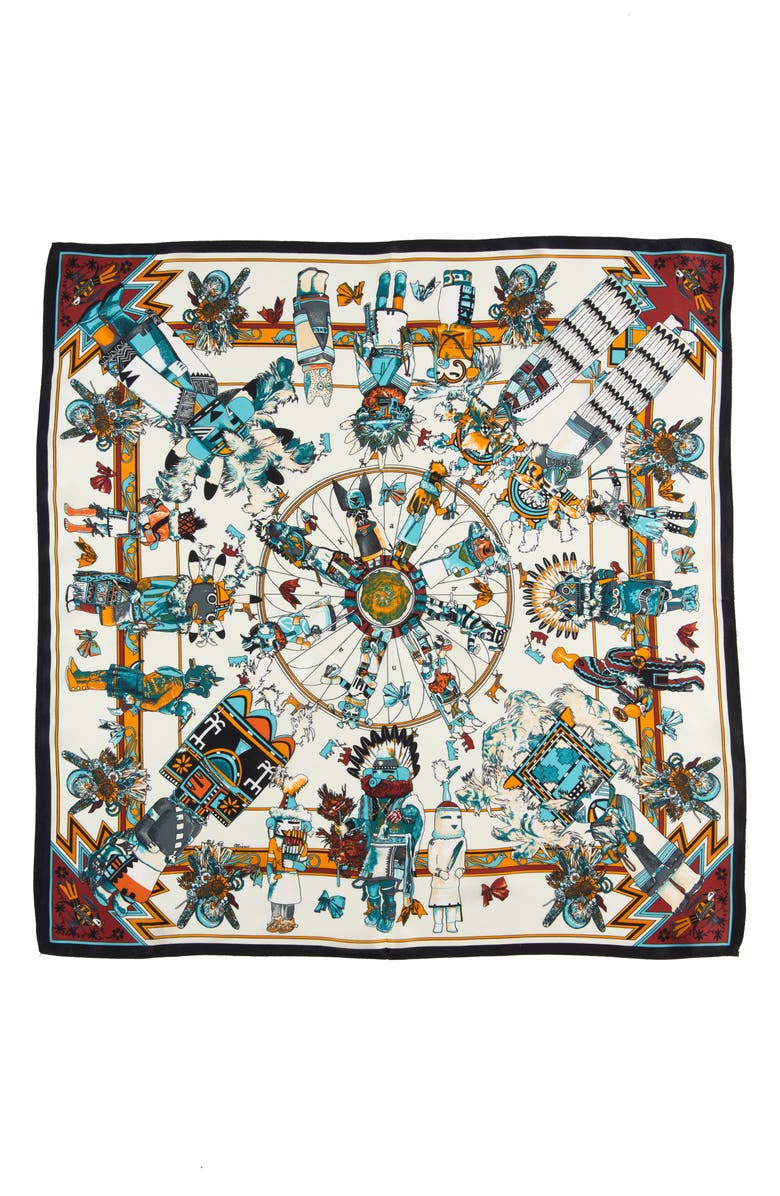 Viens Avec Moi Print Mini Silk Square Scarf, Alternate, color, 