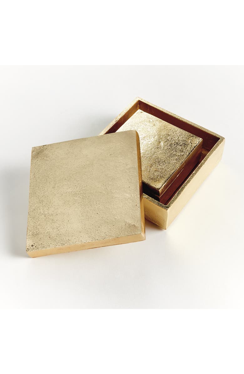 Napa Home & Garden Cressida Lidded Boxes, Set of 2 - Gold Aluminum Storage, Alternate, color, Gold