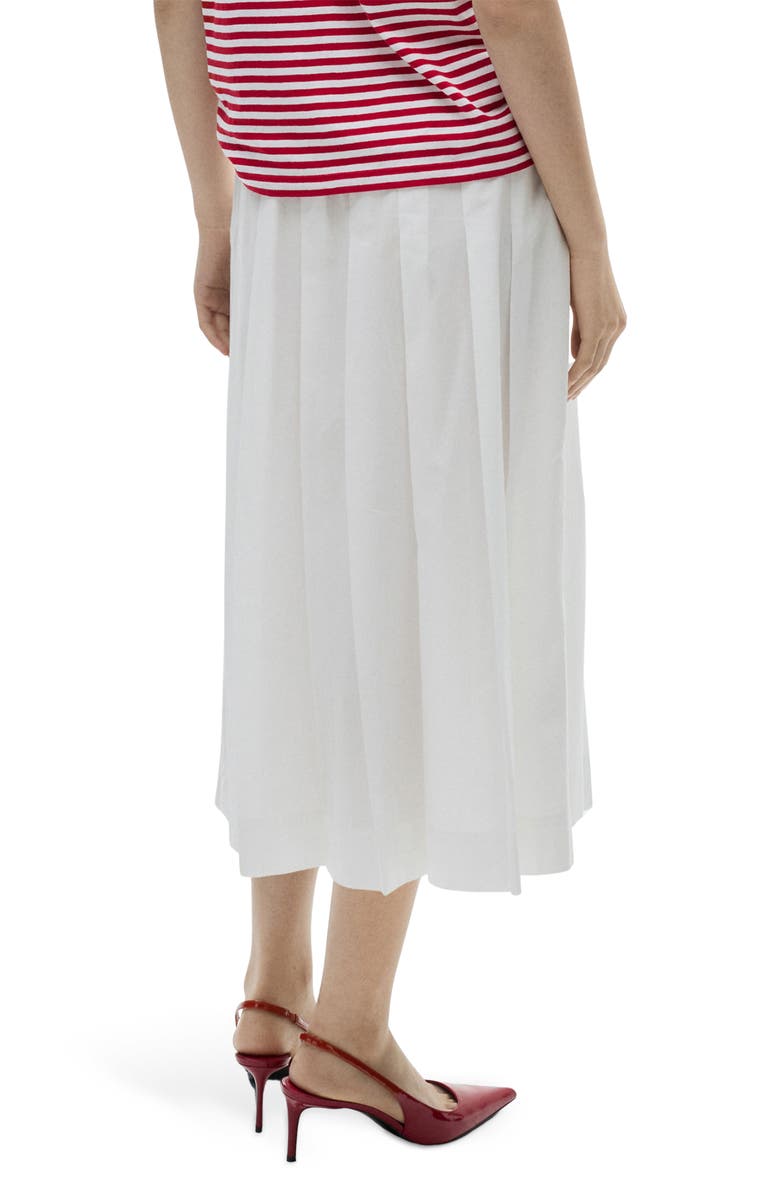 MANGO Pleated Cotton Midi Skirt, Alternate, color, White