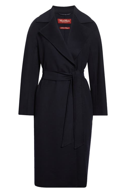 Max Mara Cles Virgin Wool Blend Belted Coat In Black