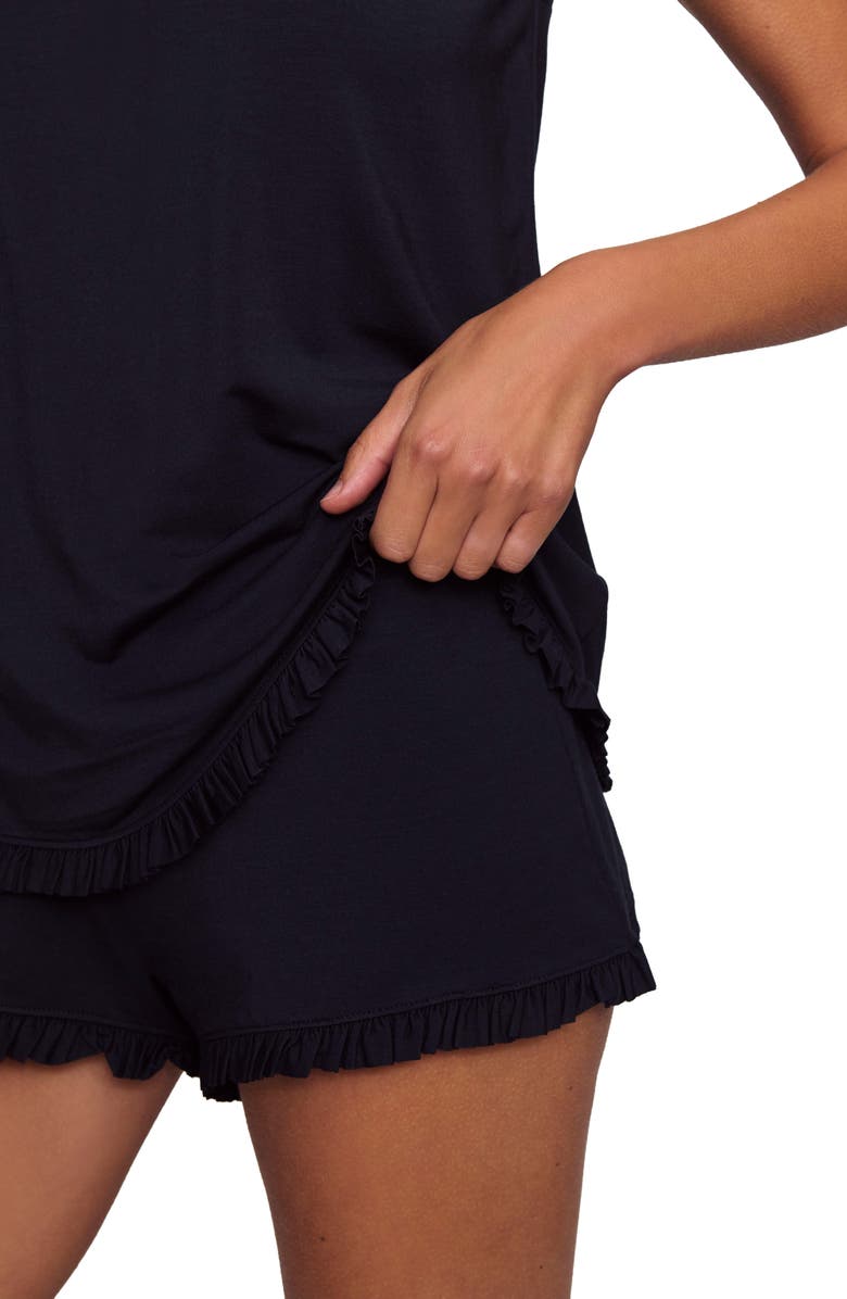 Eberjey Gisele Ruffle Trim Short Pajamas, Alternate, color, Black