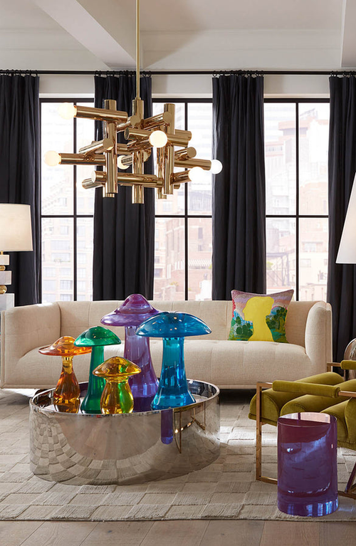 Jonathan Adler Acrylic Mushroom Objet Sculpture In Green