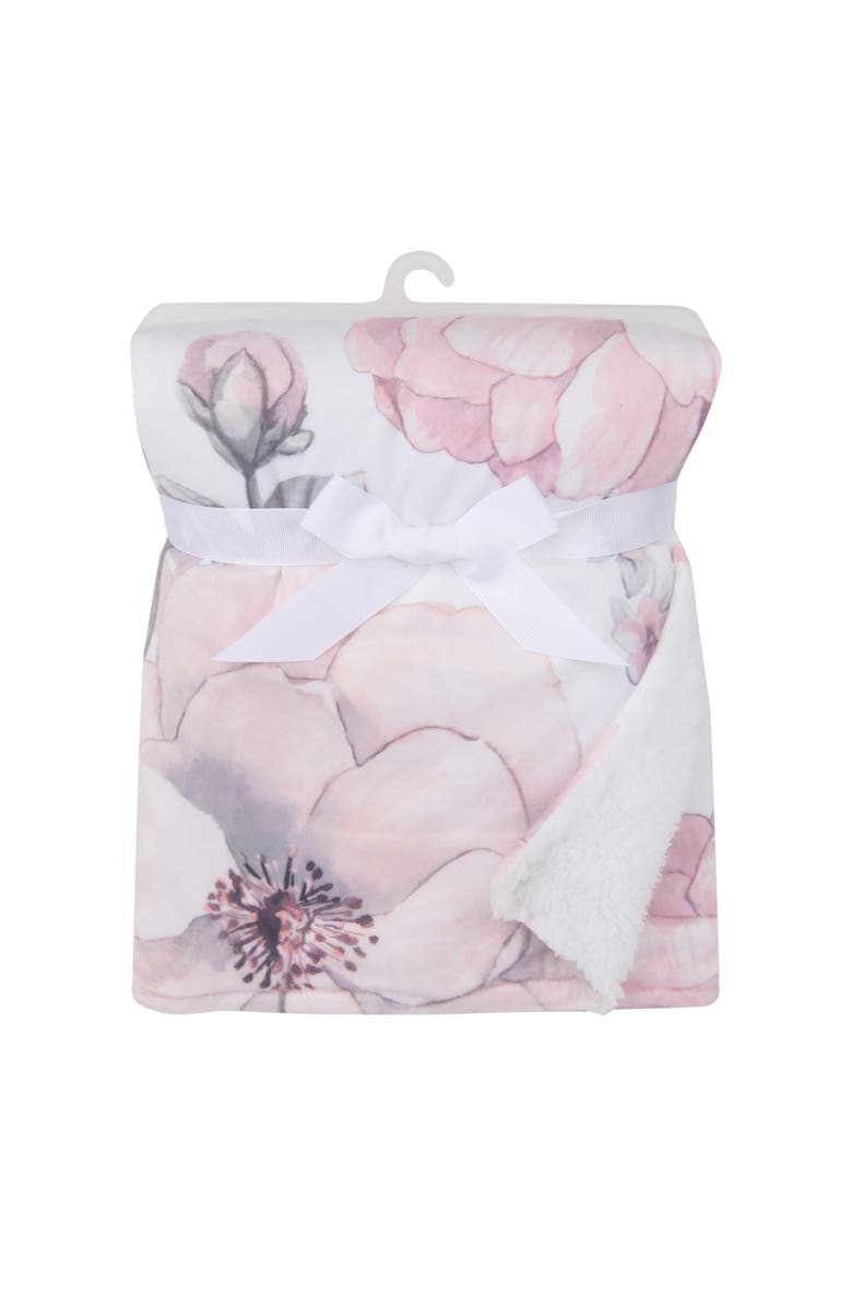 Lambs & Ivy Botanical Baby Watercolor Floral Fleece Baby Blanket, Alternate, color, Pink