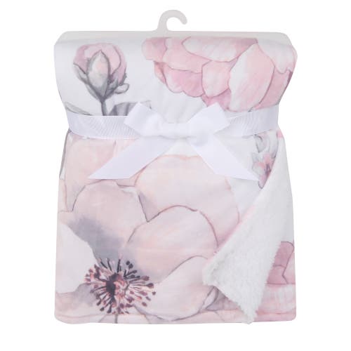 Lambs & Ivy Botanical Baby Watercolor Floral Fleece Baby Blanket In Pink