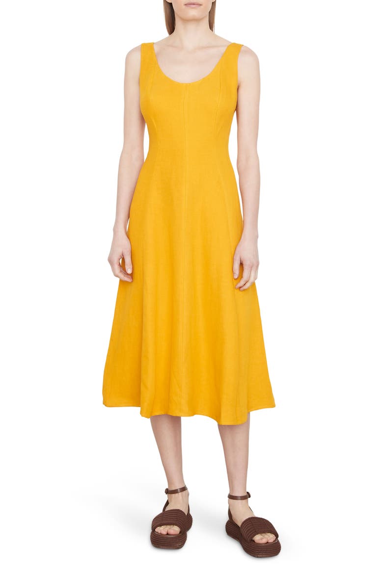 Panelled Sleeveless Midi Dress, Main, color, PAPAYA