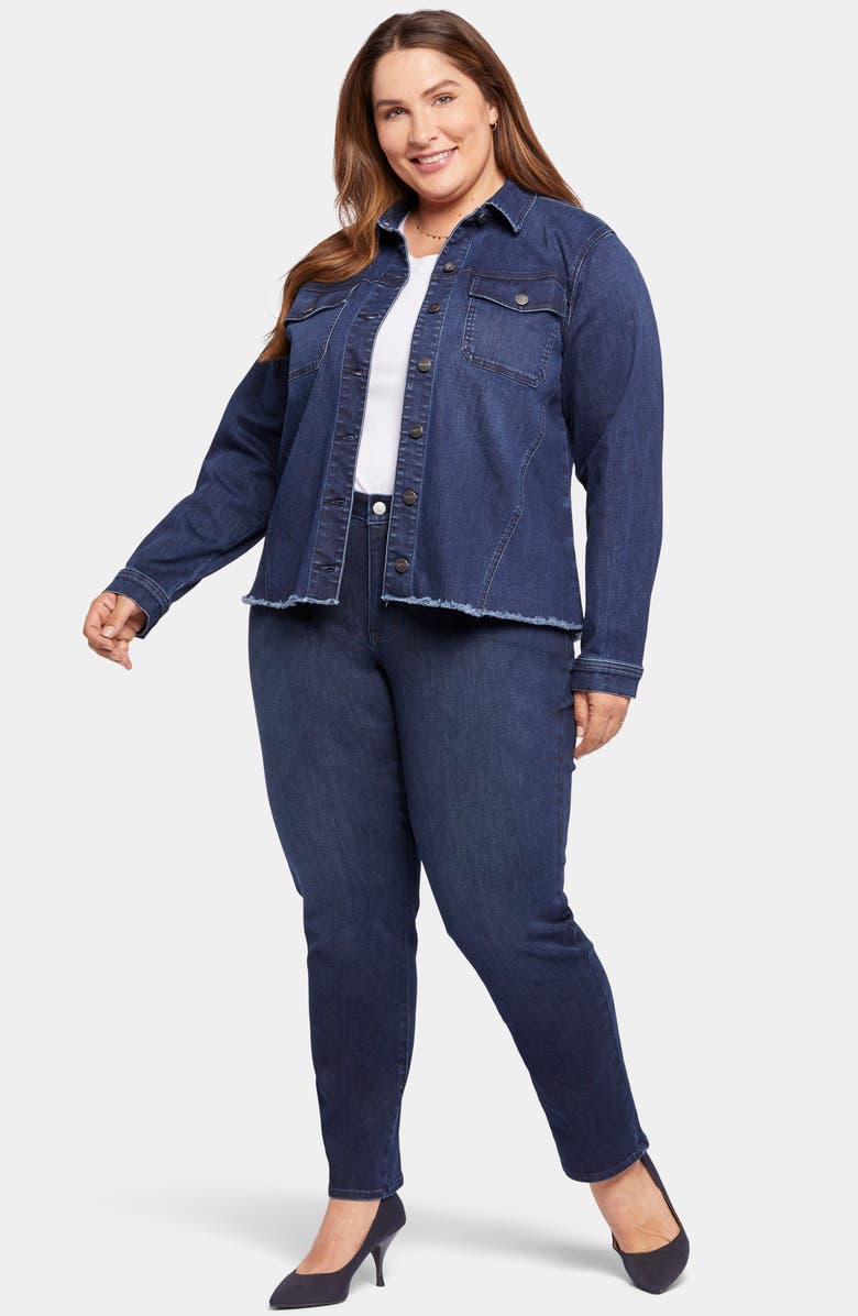 NYDJ Fray Hem Denim Trucker Jacket, Alternate, color, 