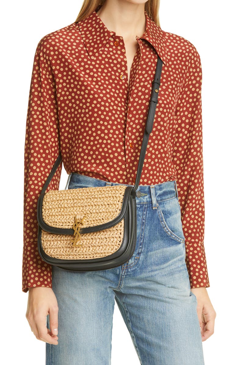 Saint Laurent Medium Kaia Raffia Crossbody Bag, Alternate, color,