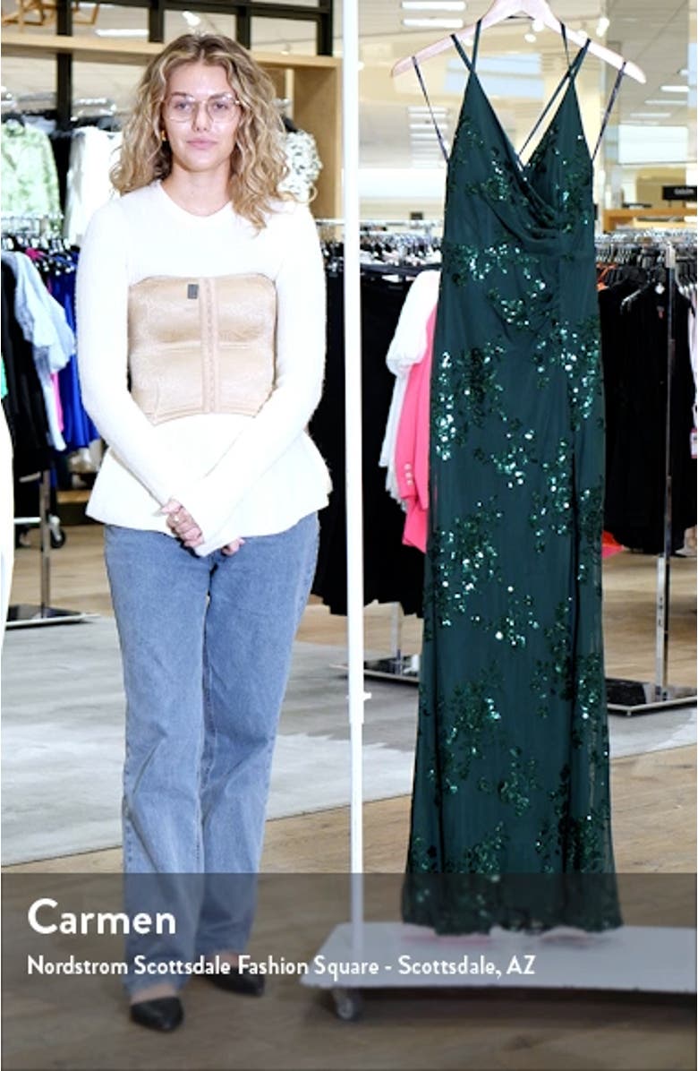 Sequin Ruched Mesh Dress, sales video thumbnail