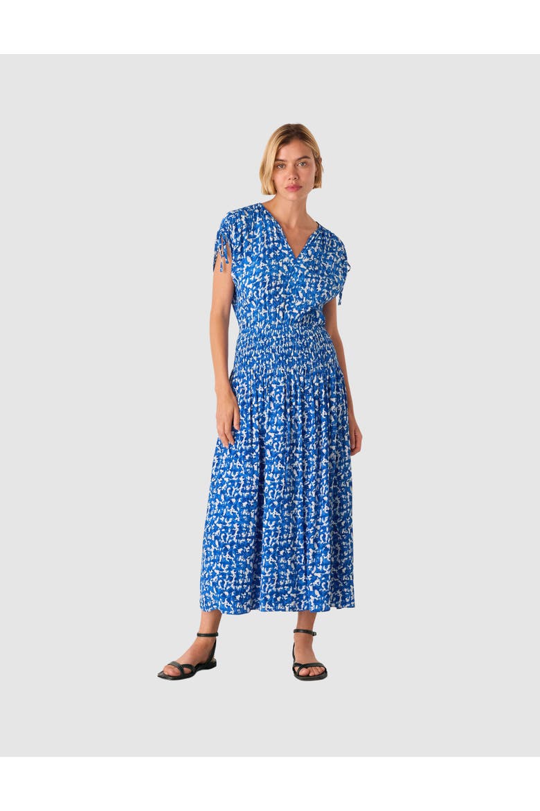 Brushed Stroke Short Sleeve  Midi Dress, Main, color, Blue/Multi