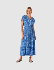 Whistles Brushed Stroke Short Sleeve  Midi Dress