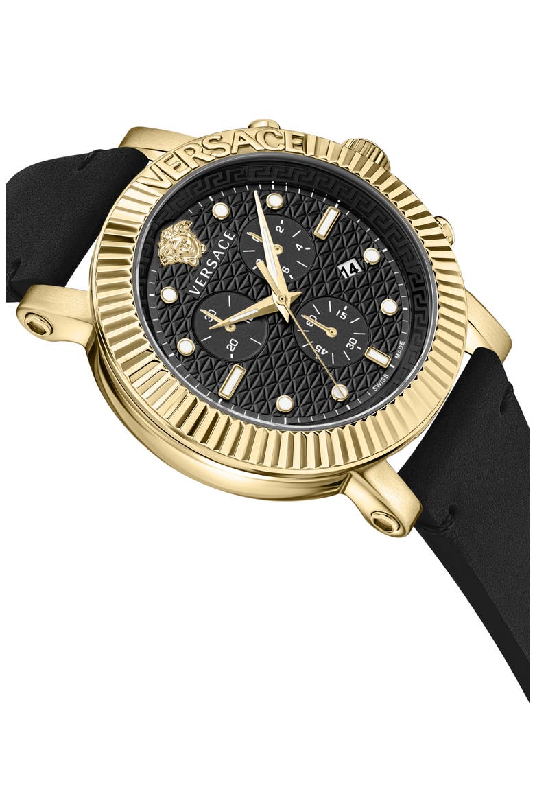 V-Chrono Classic Leather Strap Watch, 45mm, Alternate, color, GOLD