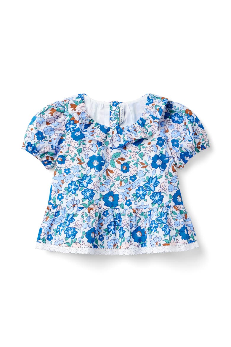 Floral Ruffle Peplum Top, Main, color, Blue