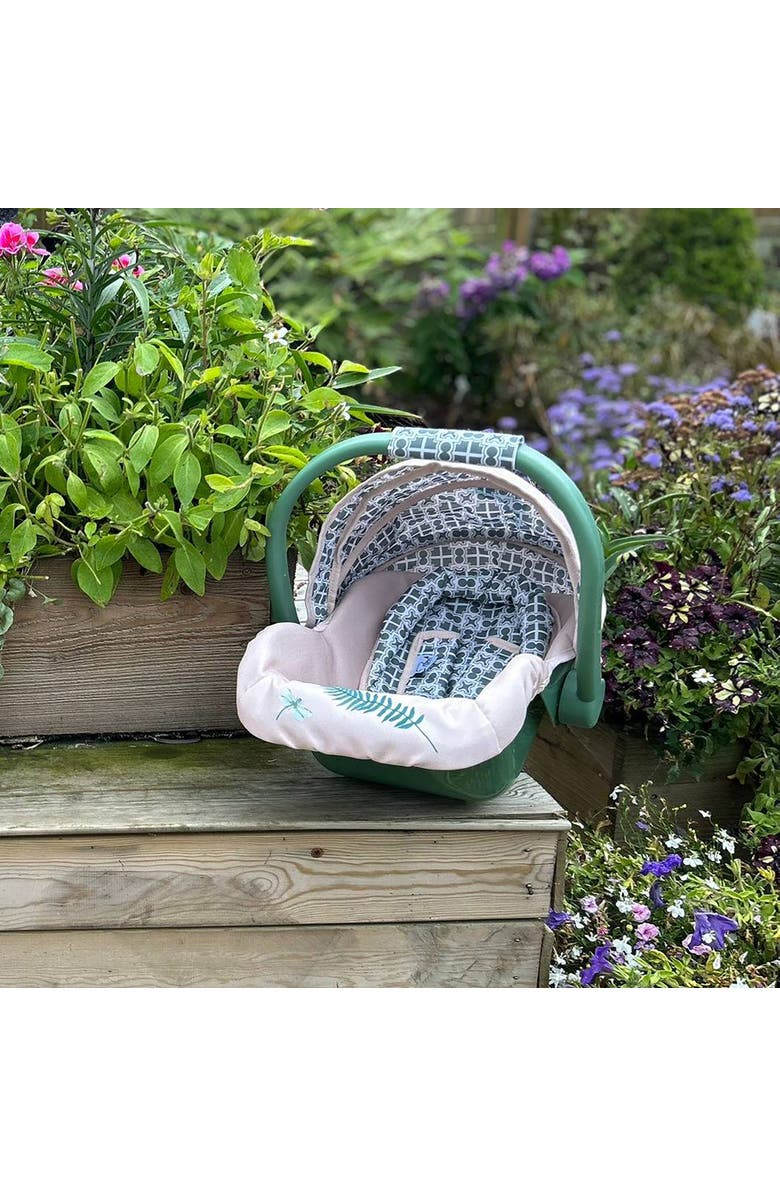 Roma Prams Rhs Doll Car Seat Fern Cream & Green, Carrier Travel Accessory, Alternate, color, Multicolored