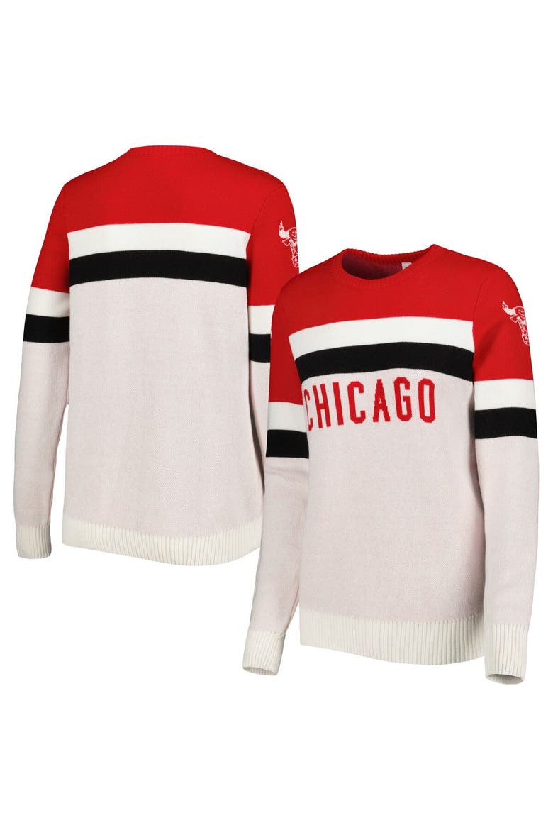 Women's Lusso Red/Cream Chicago Bulls Dominique Pullover Sweater, Main, color, Red