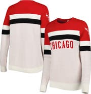 LUSSO Women's Lusso Red/Cream Chicago Bulls Dominique Pullover Sweater