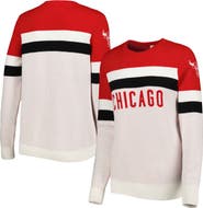 LUSSO Women's Lusso Red/Cream Chicago Bulls Dominique Pullover Sweater