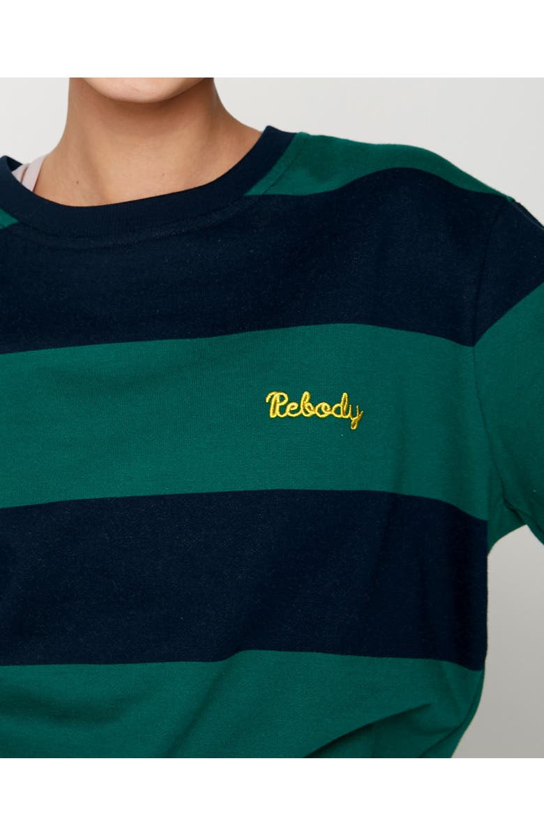 Rebody Active Embroidered Rebody Rugby Striped Sweatshirt Sustainable, Alternate, color,