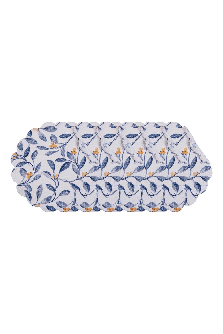Laurelwood Quilted Round 100% Cotton Set of 6 Placemat 17", Main, color, Blue