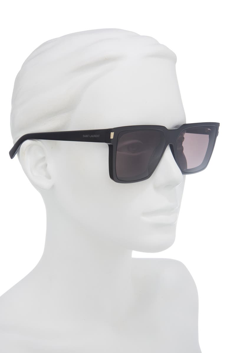 Saint Laurent 59mm Square Sunglasses, Alternate, color, Black Black Grey