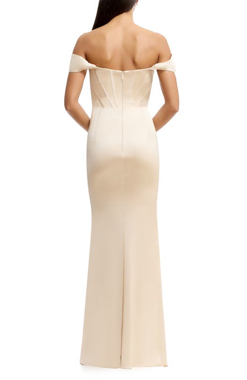 Dress The Population Melania Off The Shoulder Satin Gown