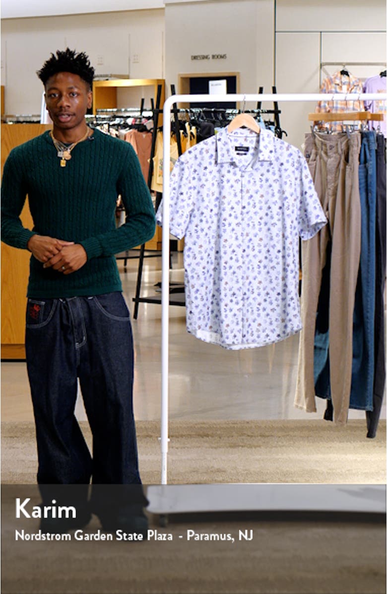 Miles OoohCotton<sup>®</sup> Floral Short Sleeve Button-Up Shirt, sales video thumbnail