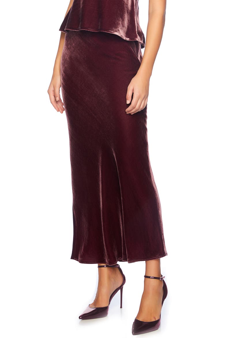 Velvet Slip Skirt, Alternate, color, MALBEC