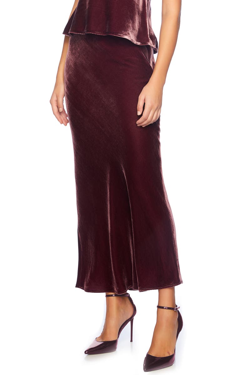 Susana Monaco Velvet Slip Skirt, Alternate, color, Malbec