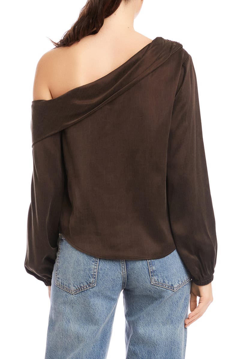FIFTEEN TWENTY Marisa One-Shoulder Satin Top, Alternate, color, Brown