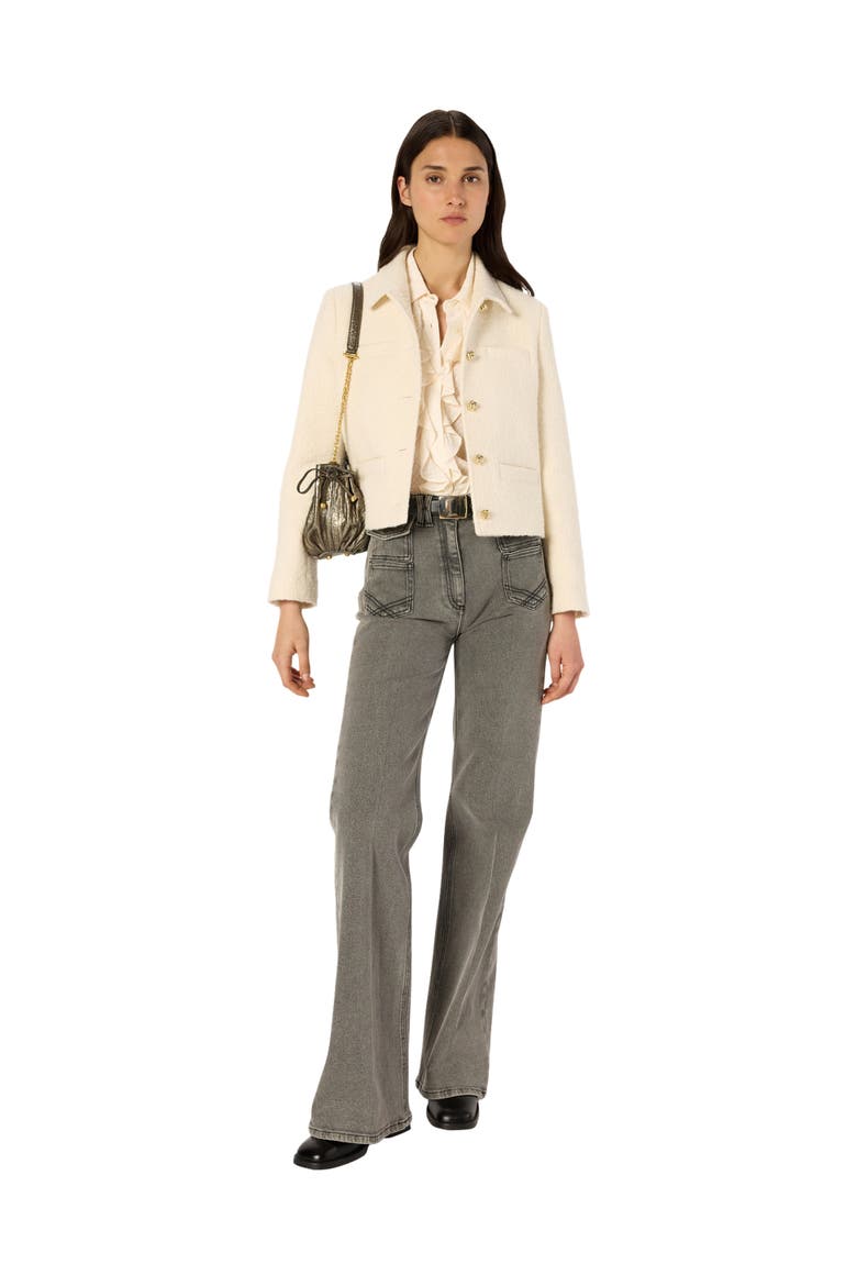 Norine Short Tweed Jacket, Alternate, color, Ecru