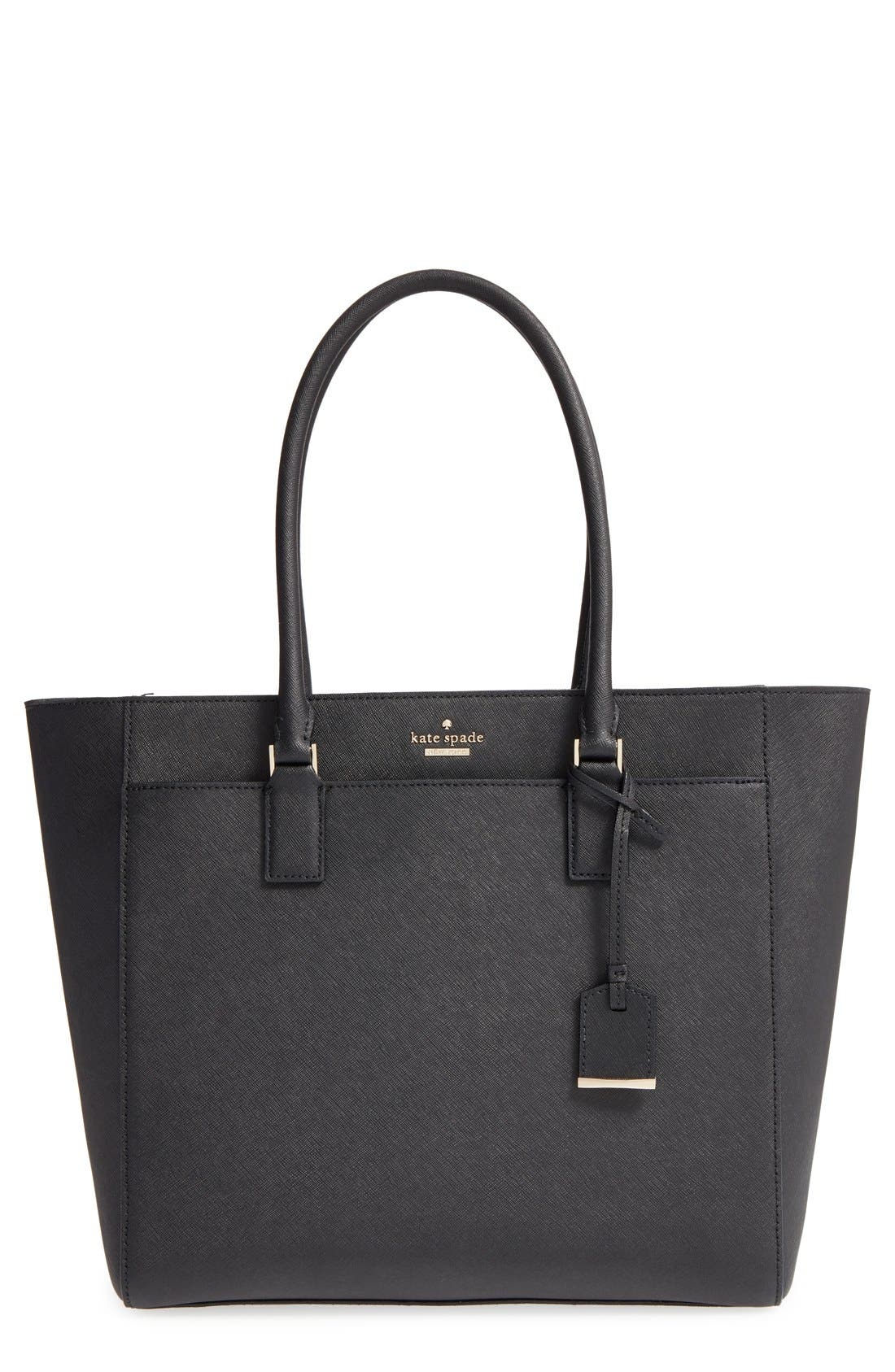 'cameron street - havana' textured leather tote, Main, color, BLACK
