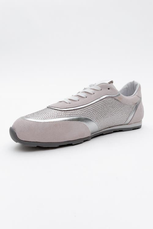 Forever & Always Shoes Bonia Rhinestone Suede Leather Sneakers In Pink Suede Leather