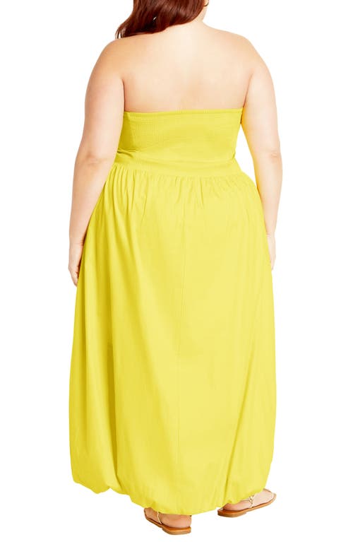 City Chic Alina Strapless Bubble Hem Maxi Dress In Yellow