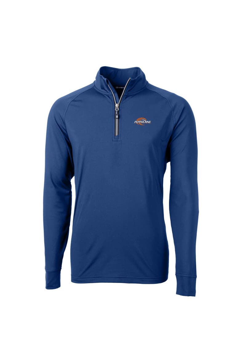 Men's Cutter & Buck Blue Pepperdine Waves Big & Tall Adapt Eco Knit Quarter-Zip Pullover Jacket, Main, color, Blue