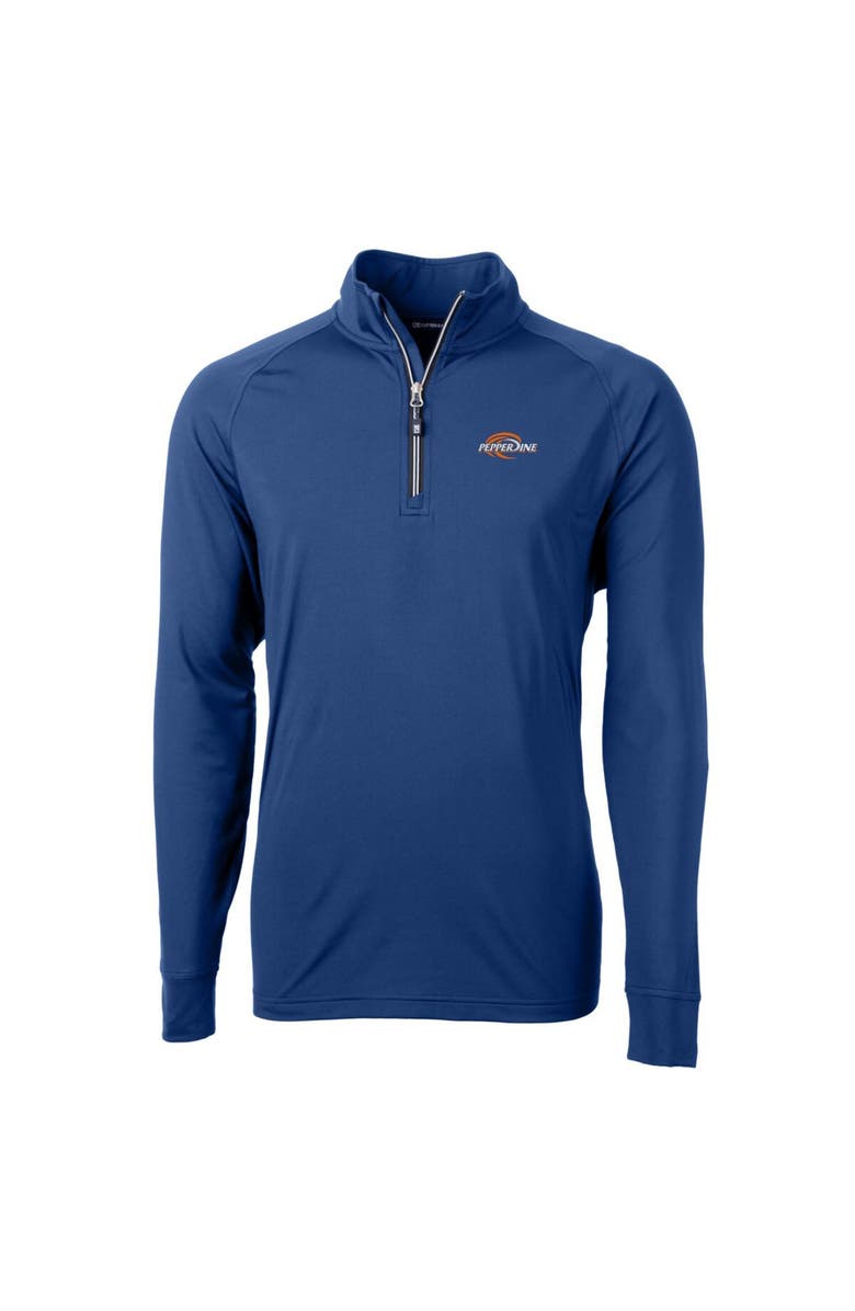 Cutter & Buck Men's Cutter & Buck Blue Pepperdine Waves Big & Tall Adapt Eco Knit Quarter-Zip Pullover Jacket, Main, color,