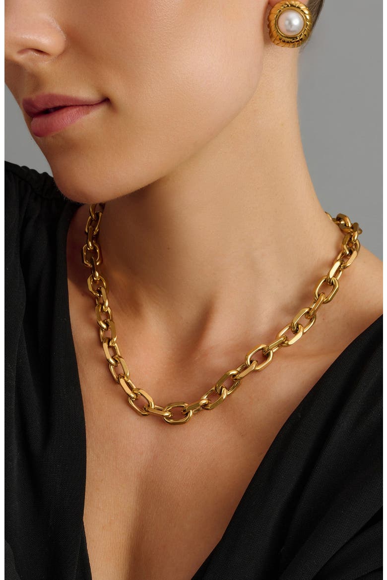 Round Cable Chain Necklace, Alternate, color, Gold