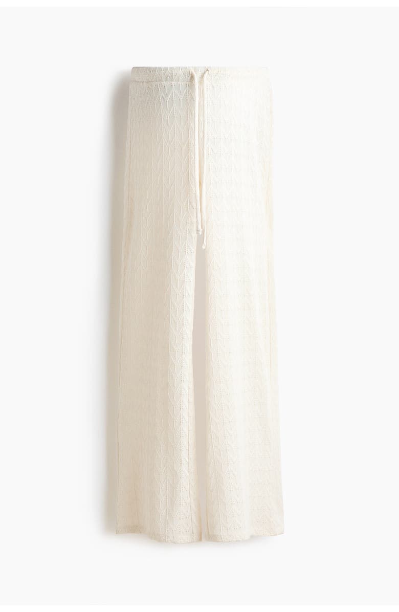 H&M Mama Pointelle-knit Drawstring Trousers, Main, color, Cream