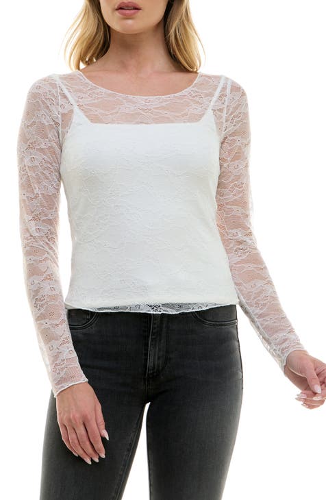 Sheer Lace Long Sleeve Top