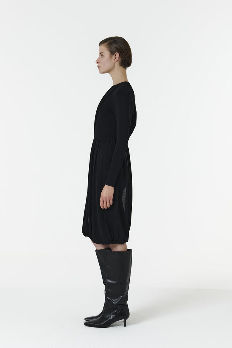 Knitted Dress with Scarf Detail, Alternate, color, Black