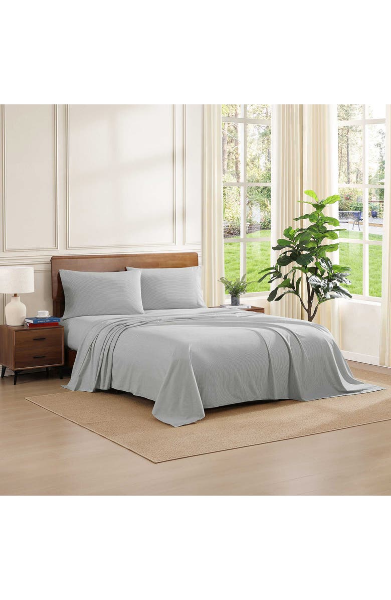 Tommy Hilfiger Ithaca Stripe Cotton Percale Sheet Set, Alternate, color, White/ Dark Green
