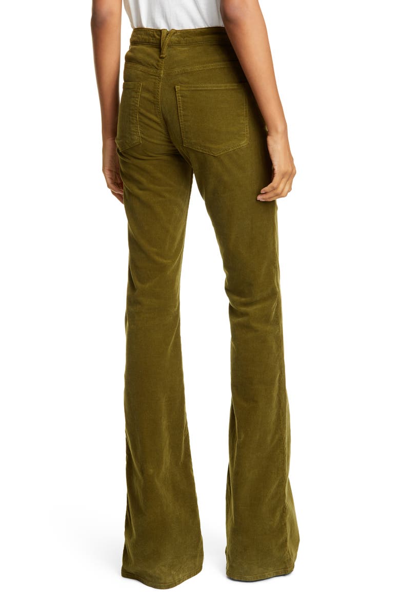 Beverly High Waist Corduroy Flare Pants, Alternate, color, MOSS